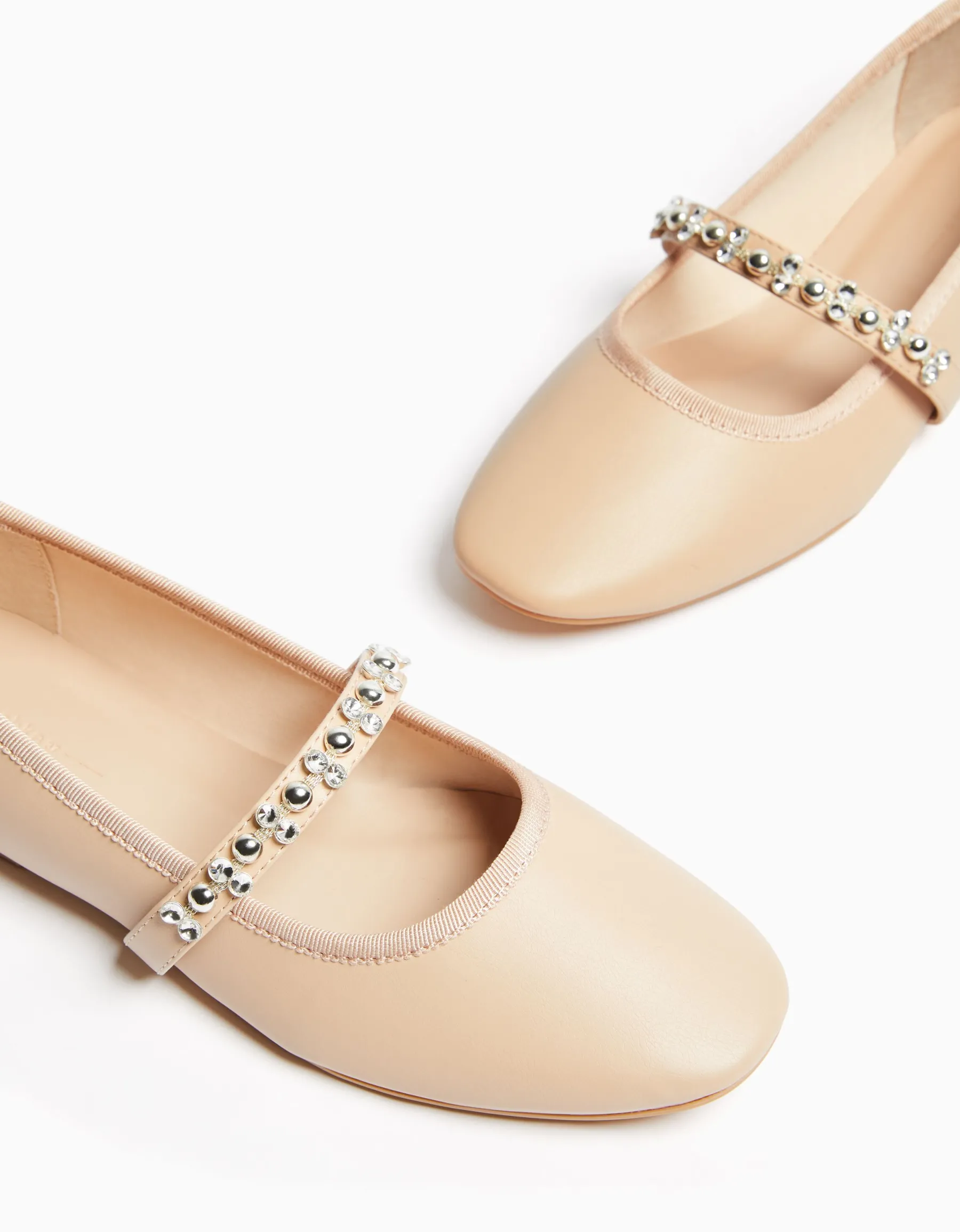 BERSHKA Ballerines à brides avec décoration Rose Outlet