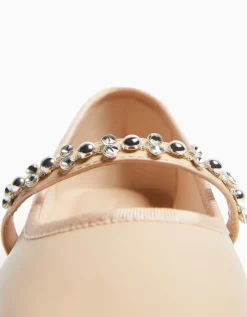 BERSHKA Ballerines à brides avec décoration Rose Outlet