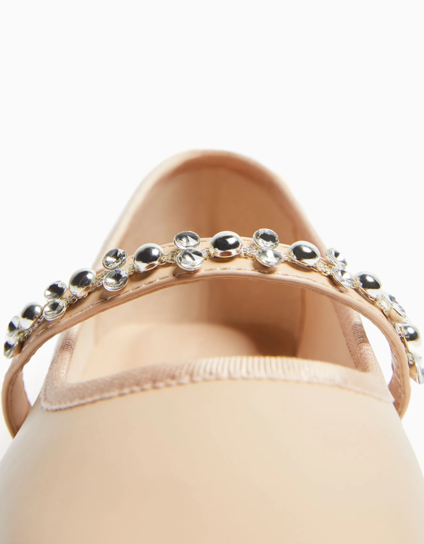 BERSHKA Ballerines à brides avec décoration Rose Outlet