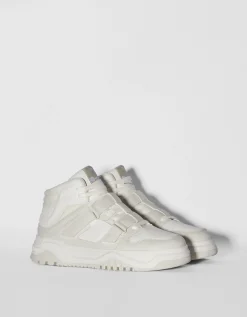 BERSHKA Baskets montantes à scratch homme Blanc Discount