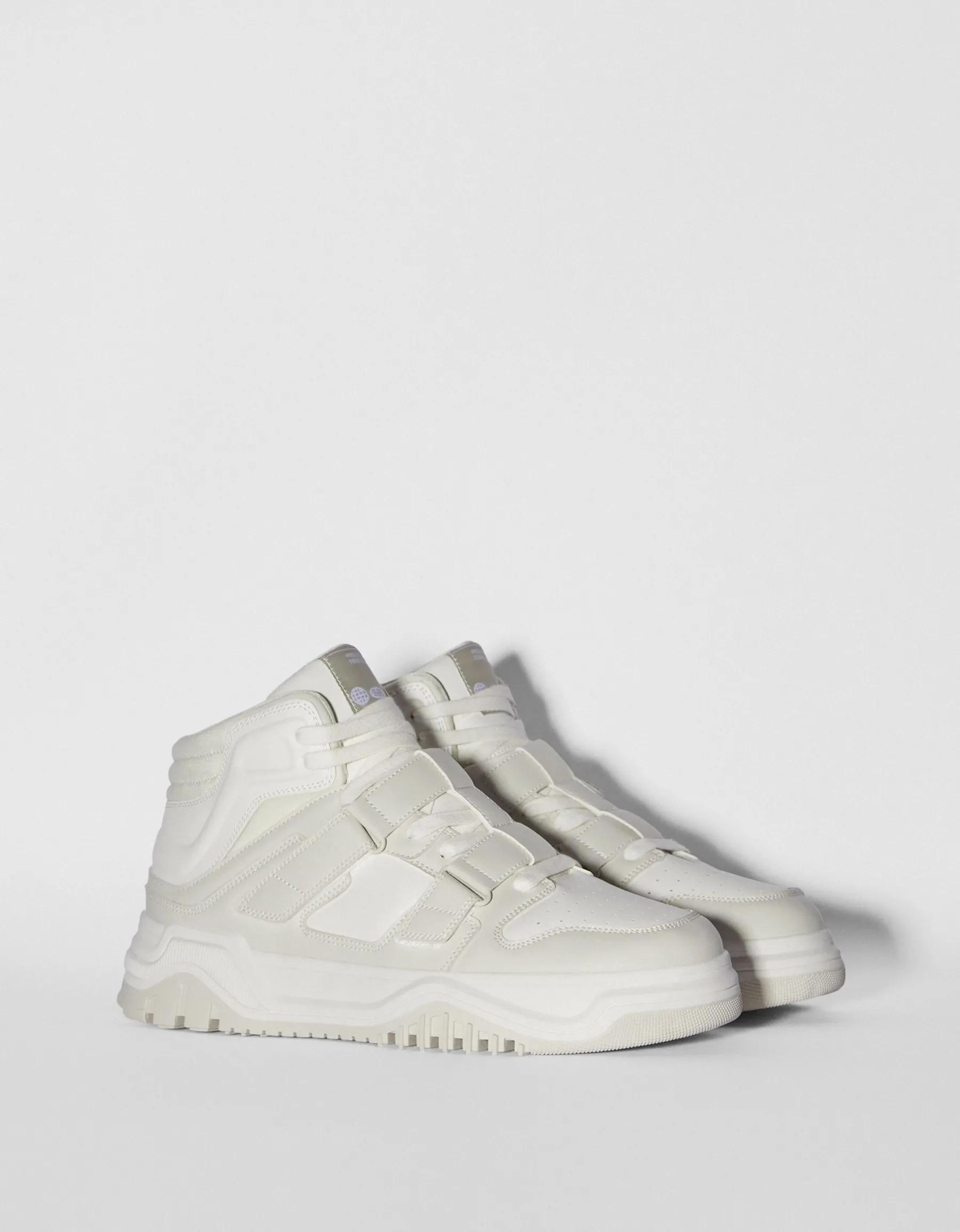 BERSHKA Baskets montantes à scratch homme Blanc Fashion