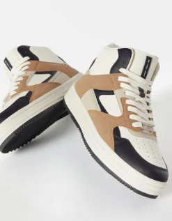 BERSHKA Baskets montantes homme Marron Clearance