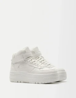 BERSHKA Baskets montantes lanière Blanc Sale
