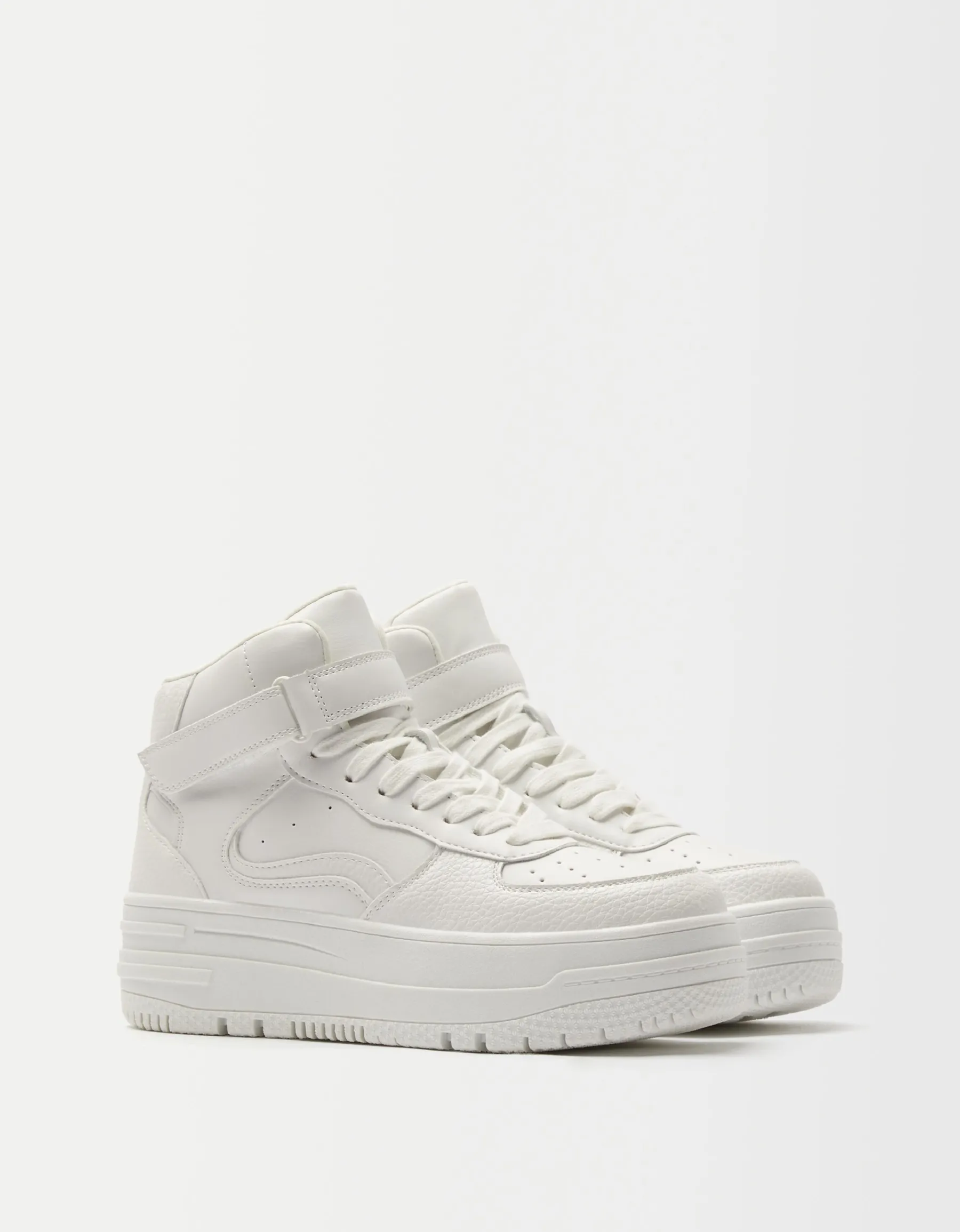 BERSHKA Baskets montantes lanière Blanc Cheap