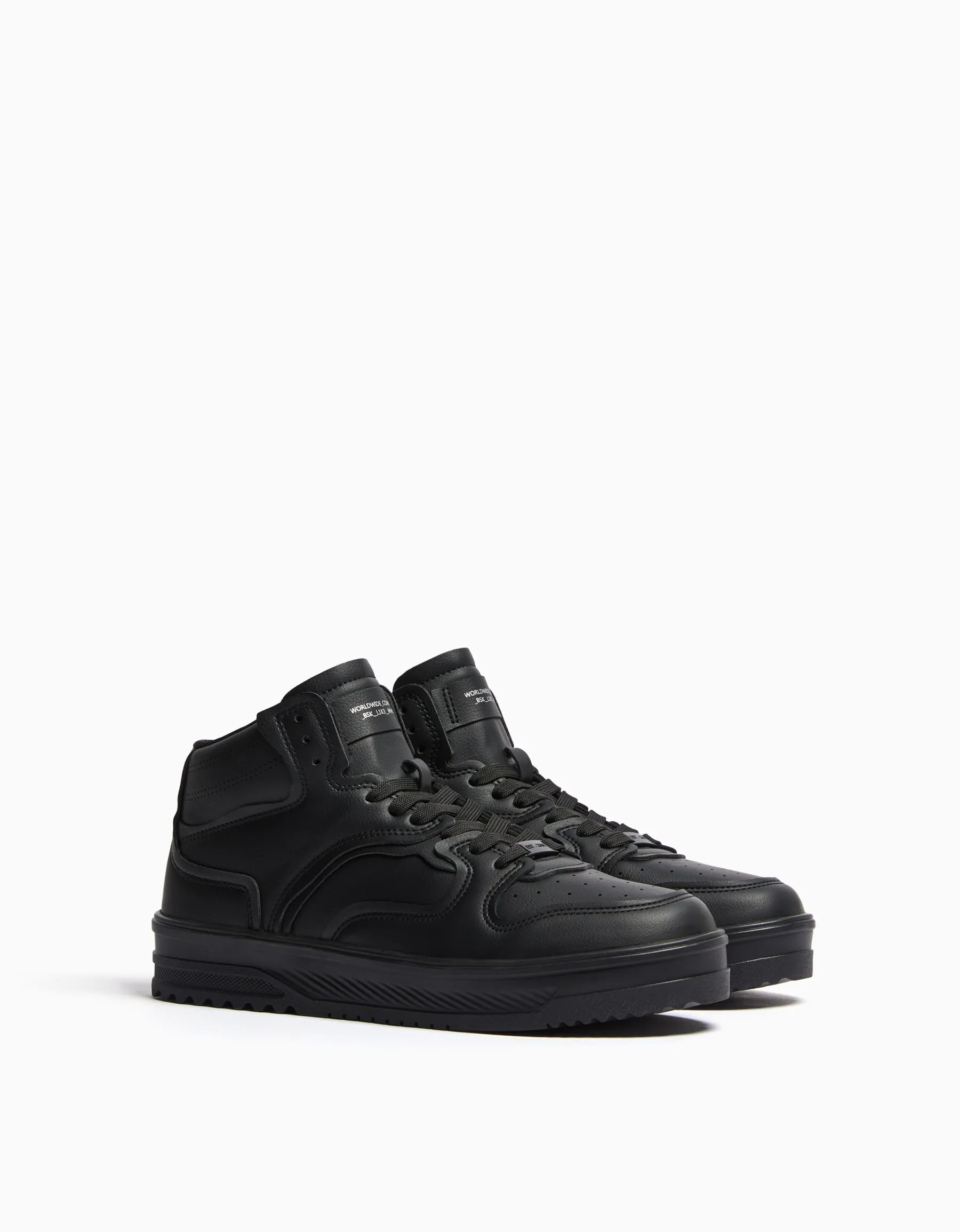 BERSHKA Baskets montantes multi-couches homme Noir Cheap