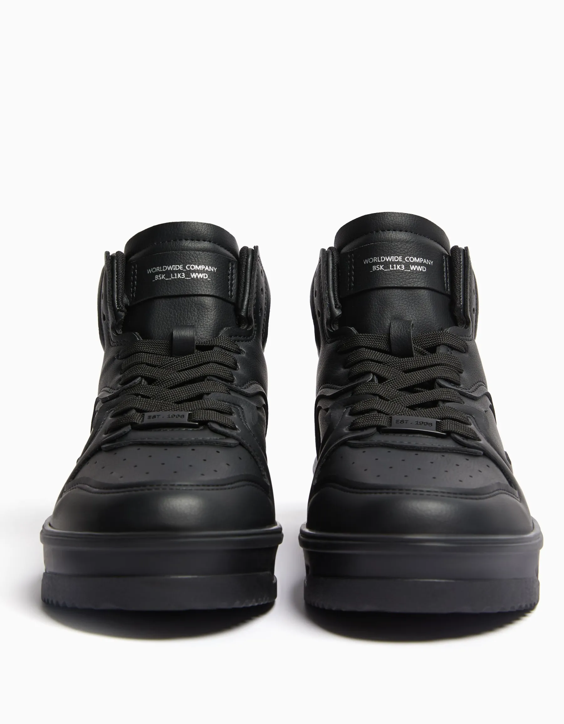 BERSHKA Baskets montantes multi-couches homme Noir Cheap