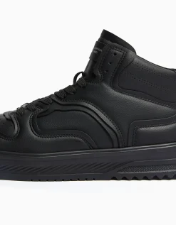 BERSHKA Baskets montantes multi-couches homme Noir Cheap