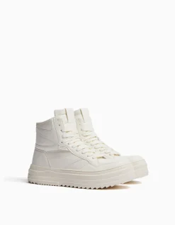 BERSHKA Baskets montantes volume homme Blanc Sale