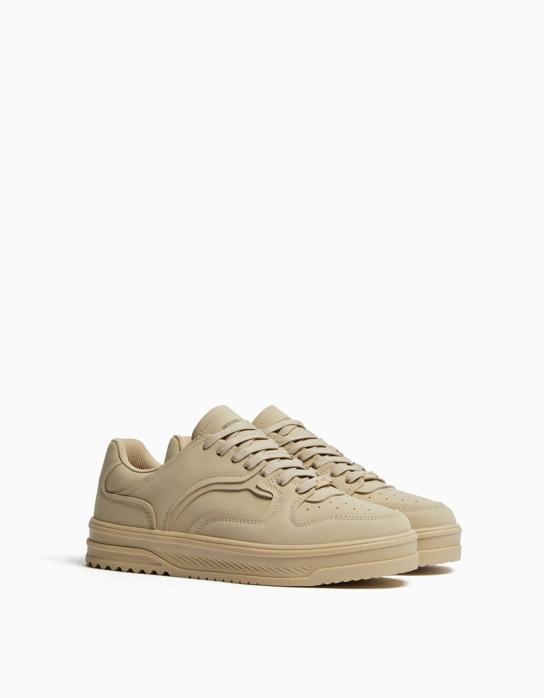 BERSHKA Baskets multi-couches homme Sable Clearance