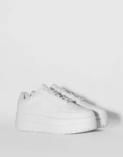 BERSHKA Baskets plateforme bijou Blanc Discount