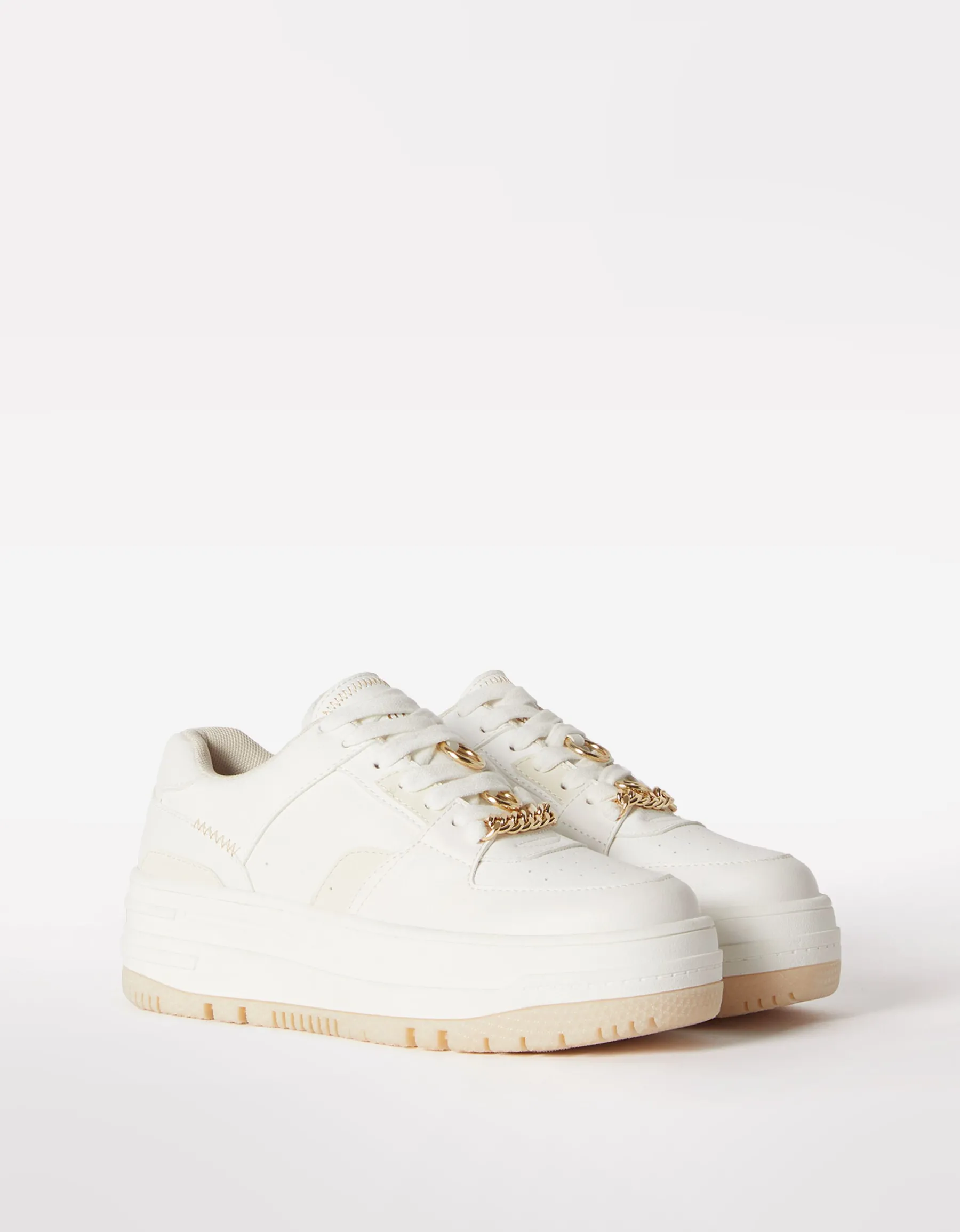 BERSHKA Baskets plateforme bijoux Blanc Shop