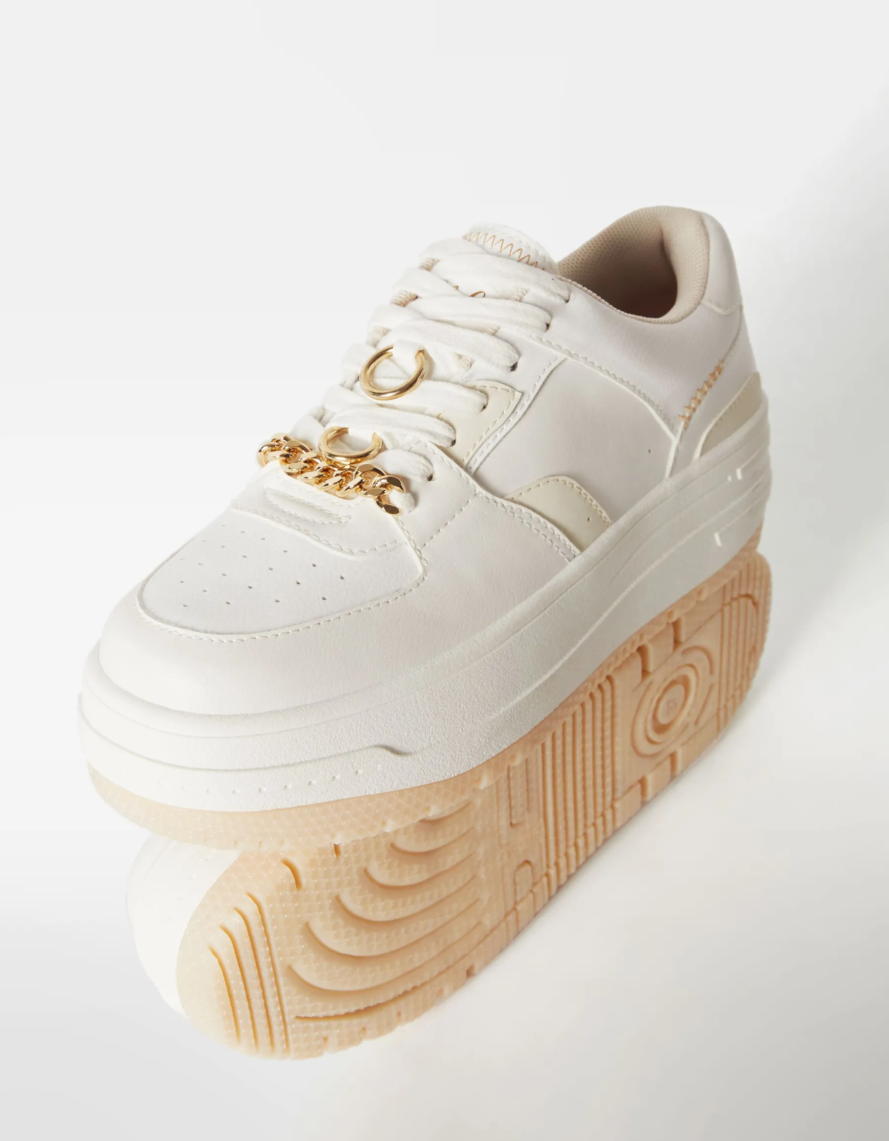 BERSHKA Baskets plateforme bijoux Blanc Shop
