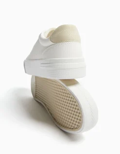 BERSHKA Baskets plateforme bimatière Blanc Cheap