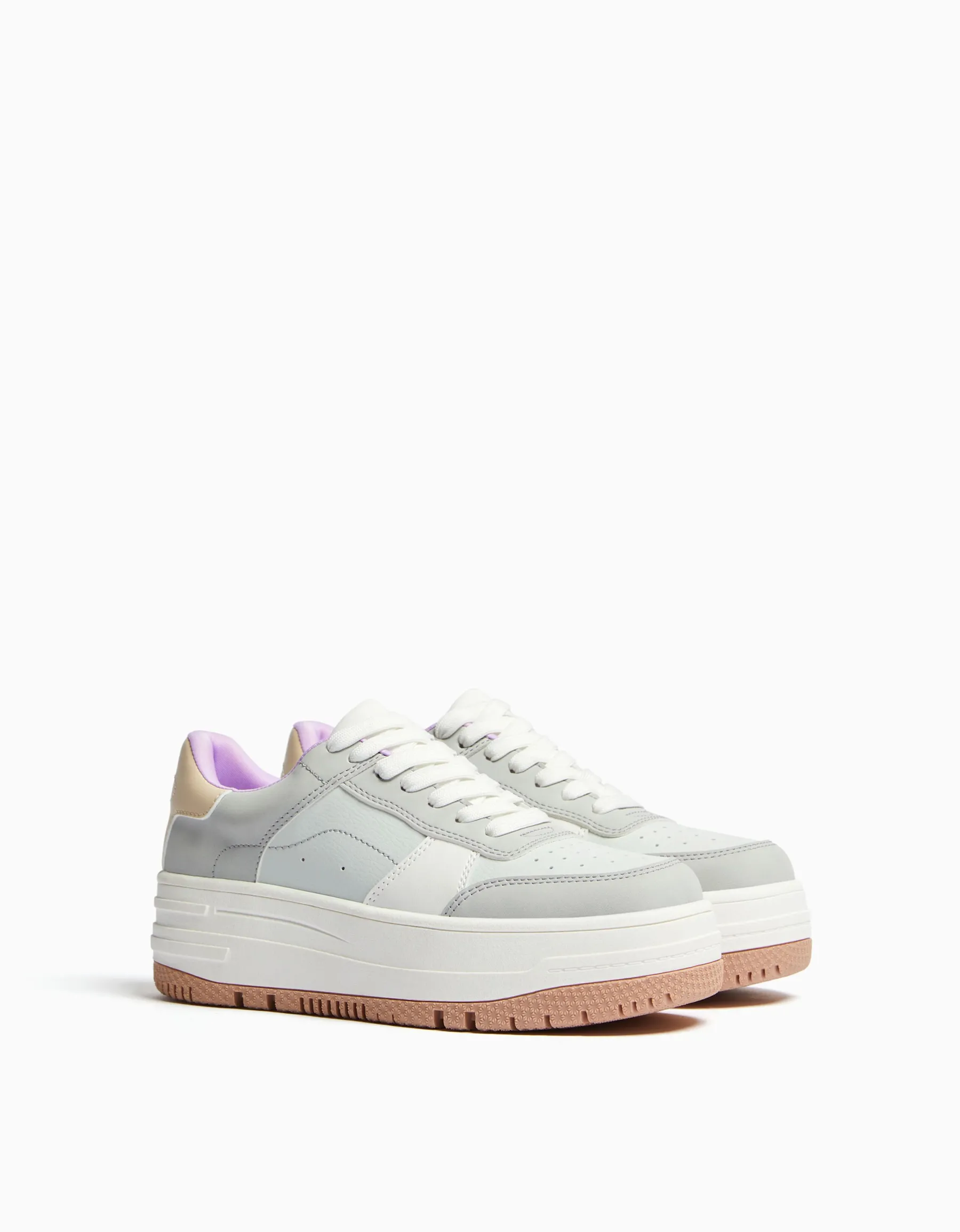 BERSHKA Baskets plateforme bimatière Multicouleur Best