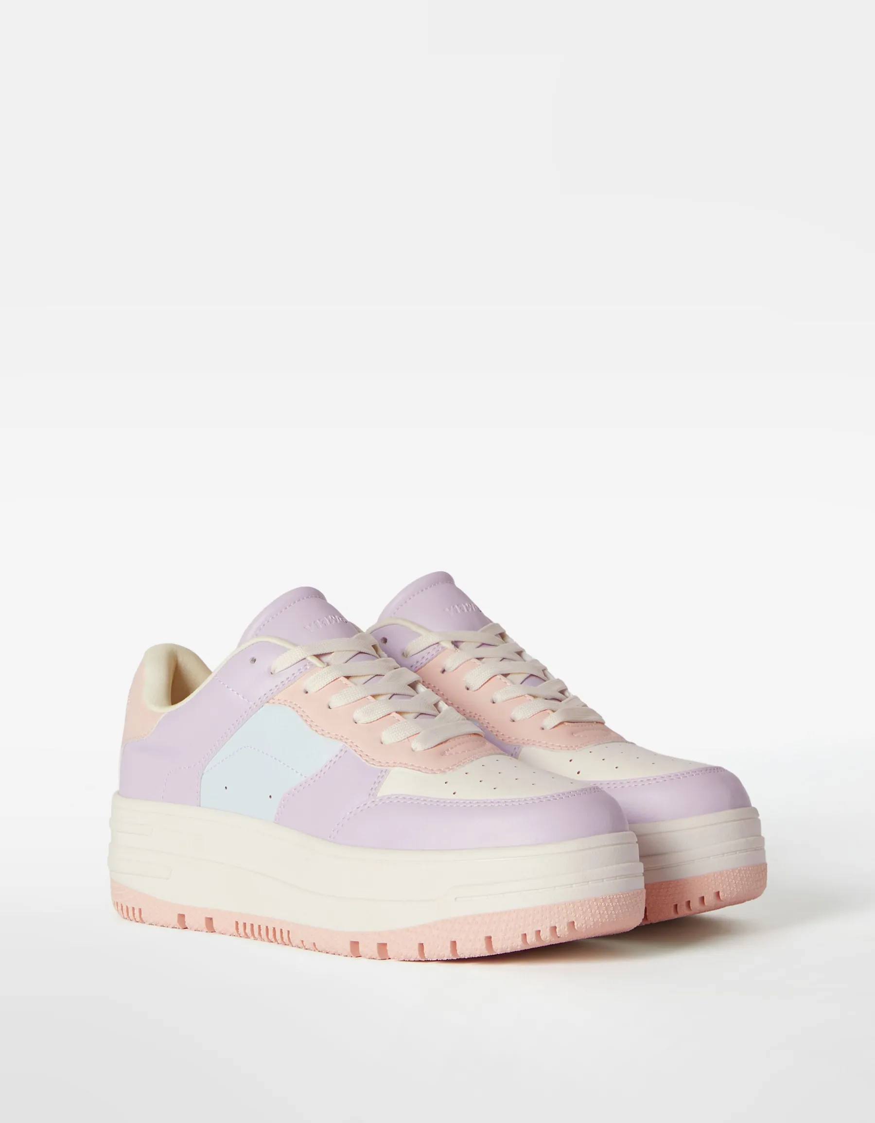 BERSHKA Baskets plateforme bimatière Multicouleur Store