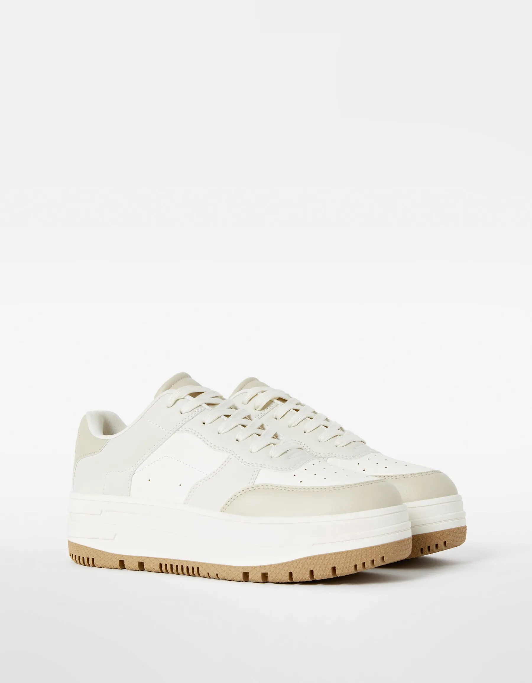 BERSHKA Baskets plateforme bimatière Multicouleur Outlet