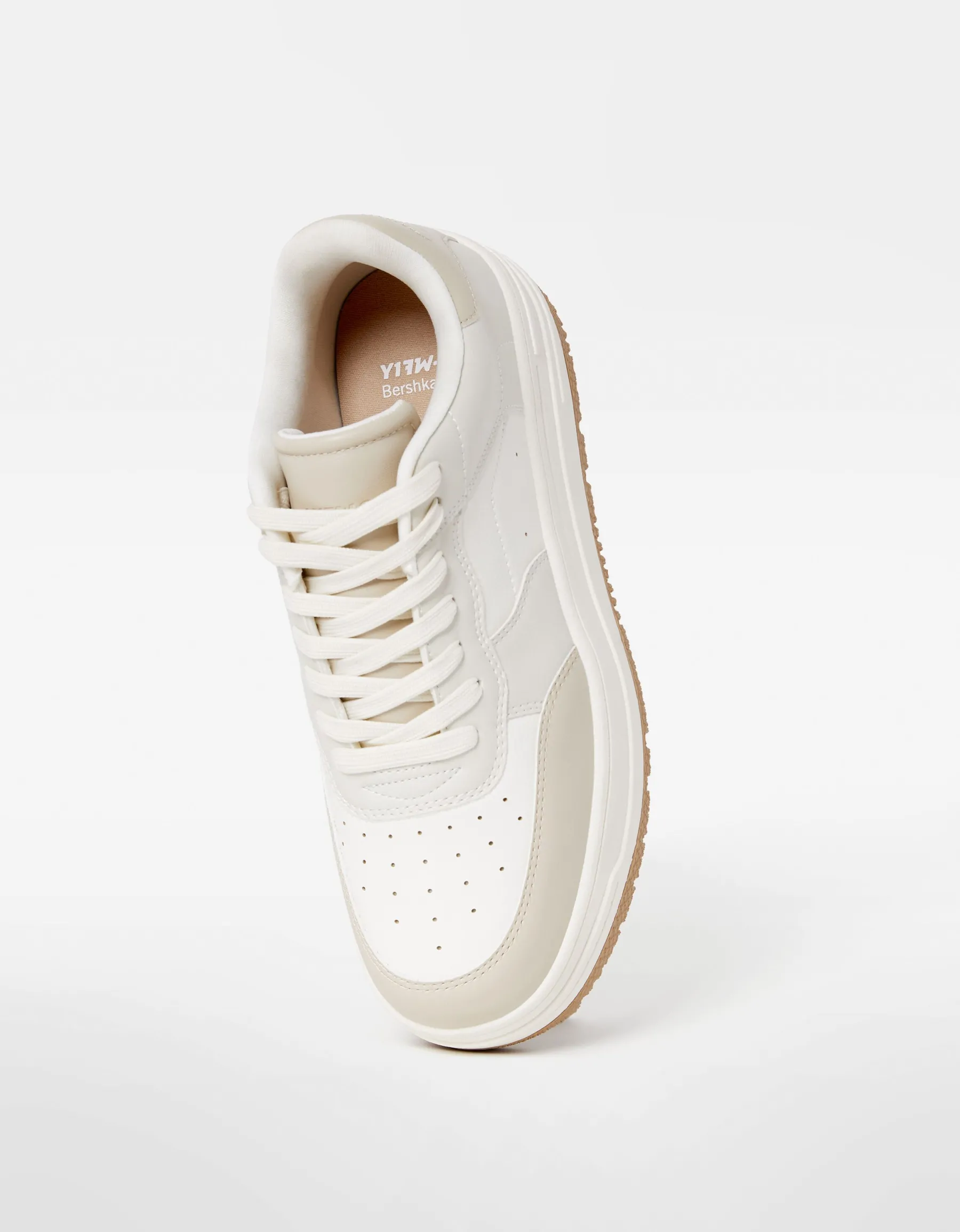 BERSHKA Baskets plateforme bimatière Multicouleur Outlet