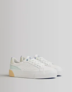 BERSHKA Baskets plateforme bimatière Blanc Clearance