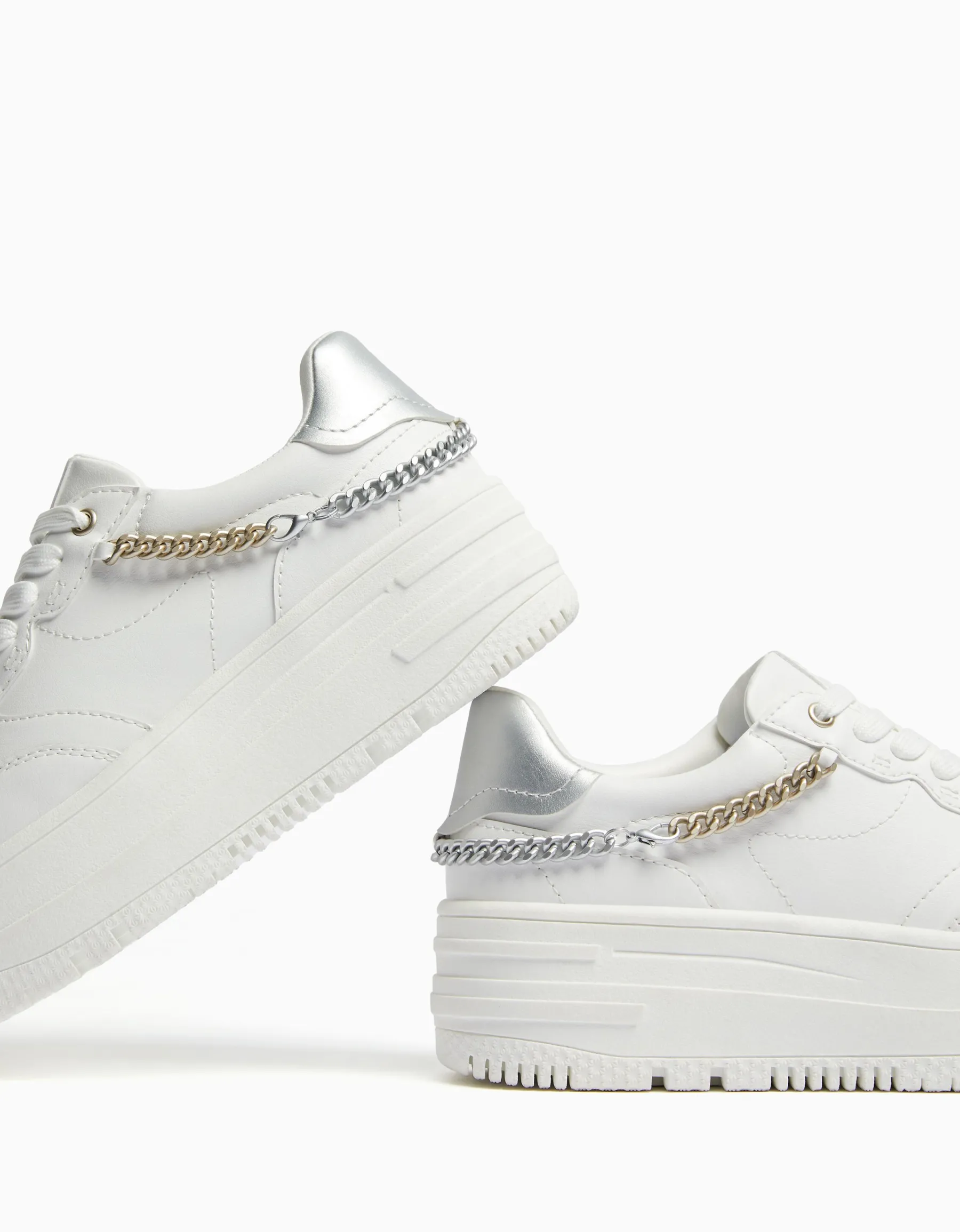 BERSHKA Baskets plateforme chaîne Blanc Online