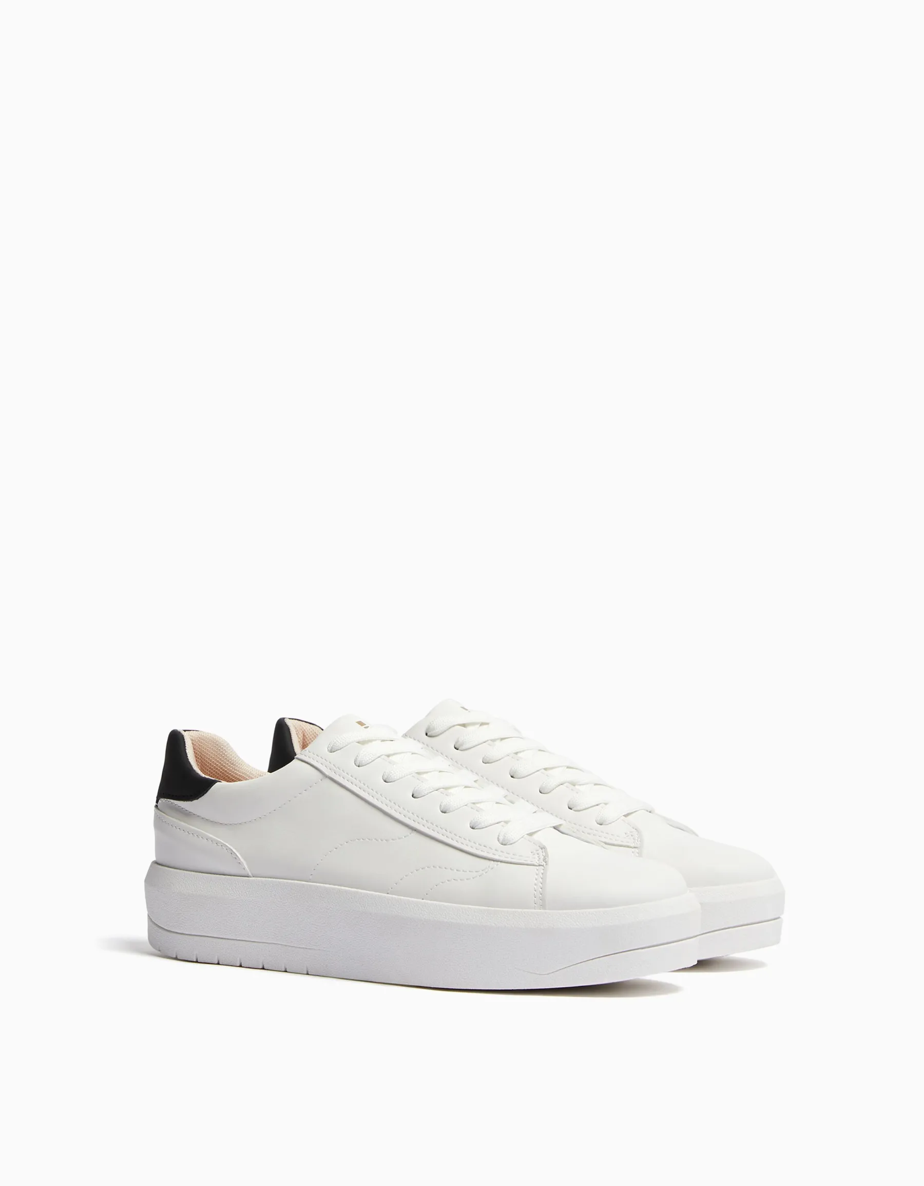 BERSHKA Baskets plateforme talon colorés Blanc New