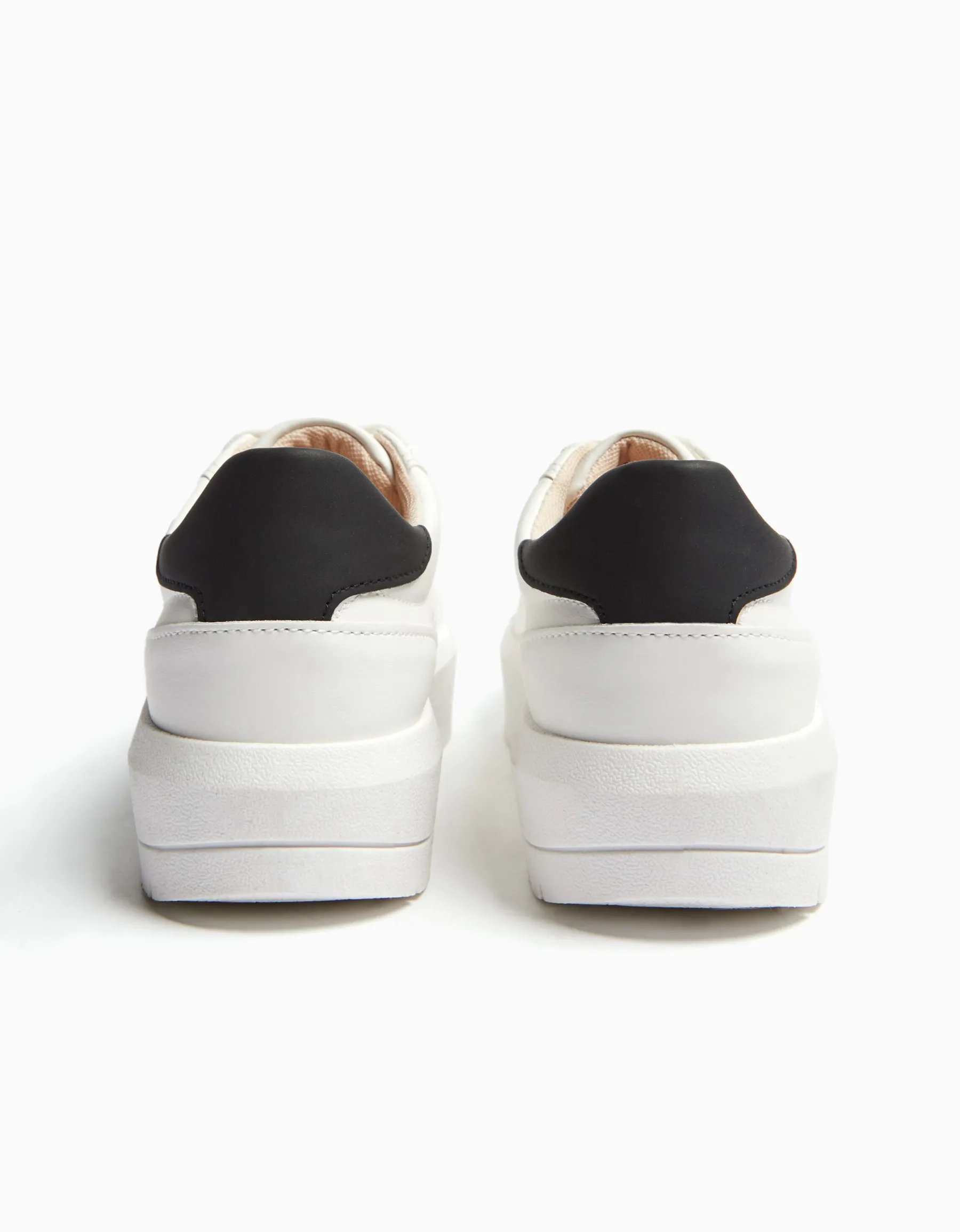 BERSHKA Baskets plateforme talon colorés Blanc New