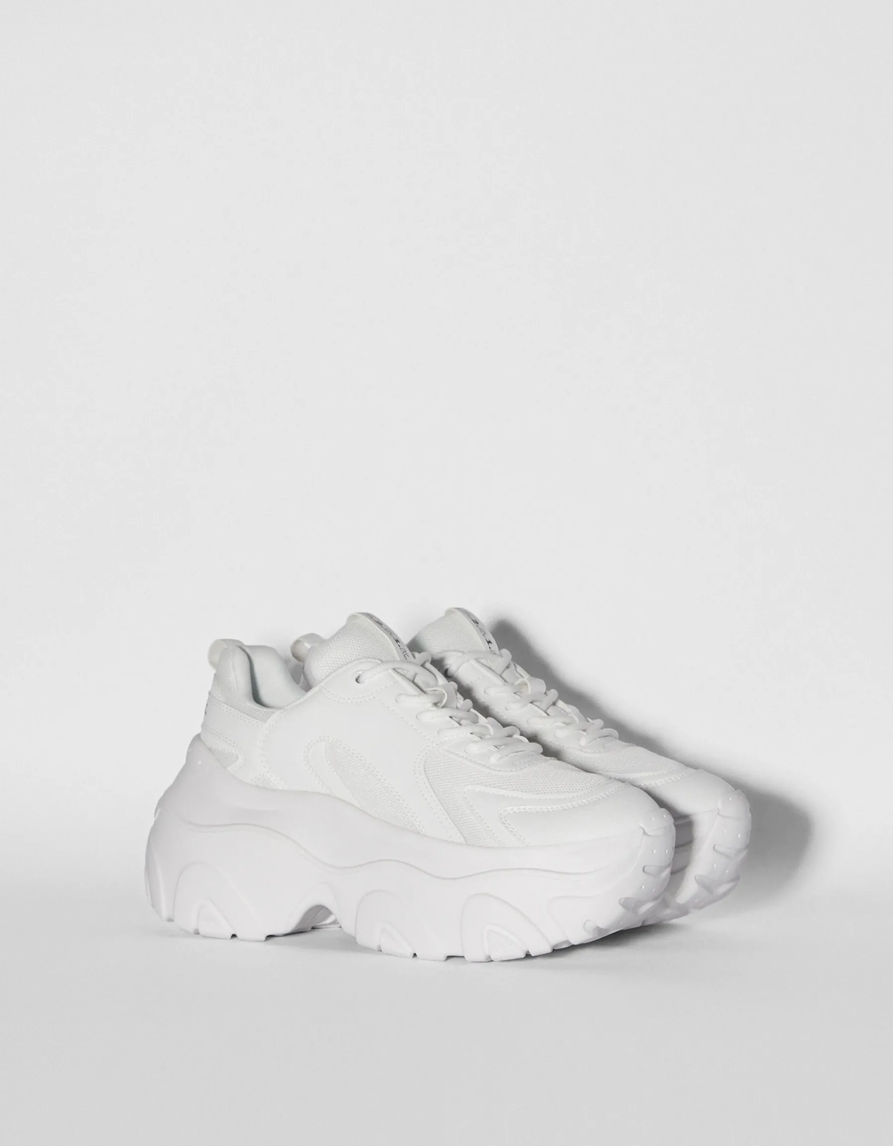 BERSHKA Baskets semelle XL avec mesh Blanc Online