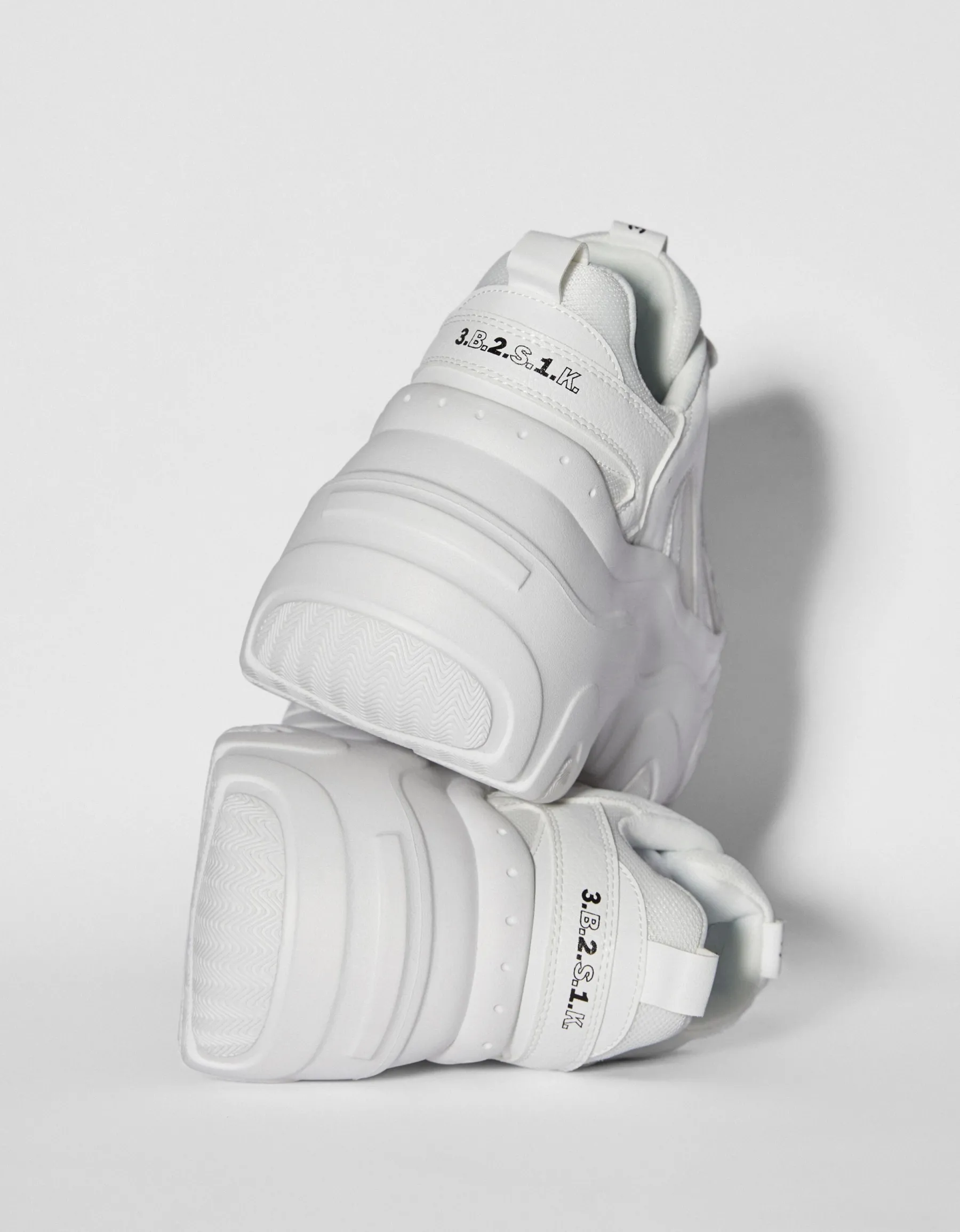 BERSHKA Baskets semelle XL avec mesh Blanc Online