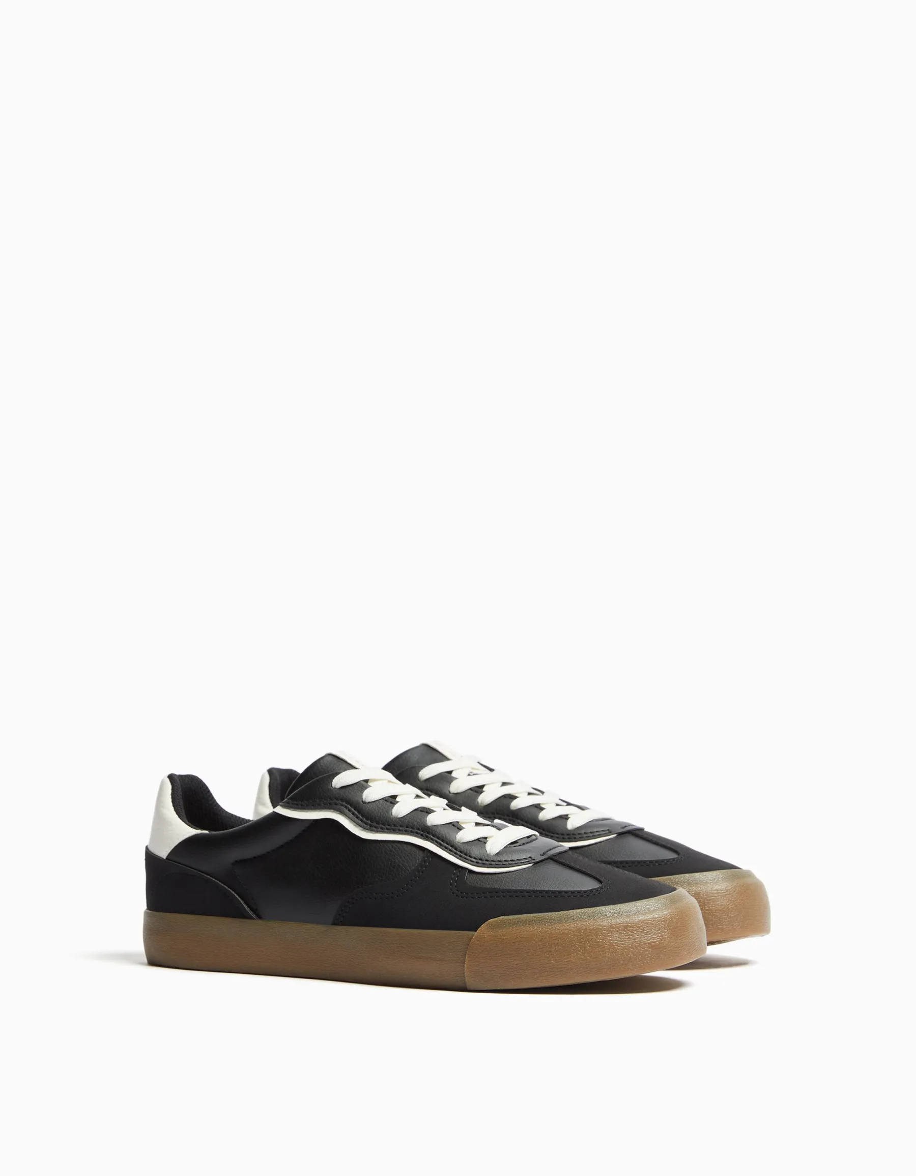 BERSHKA Baskets style rétro Noir Clearance