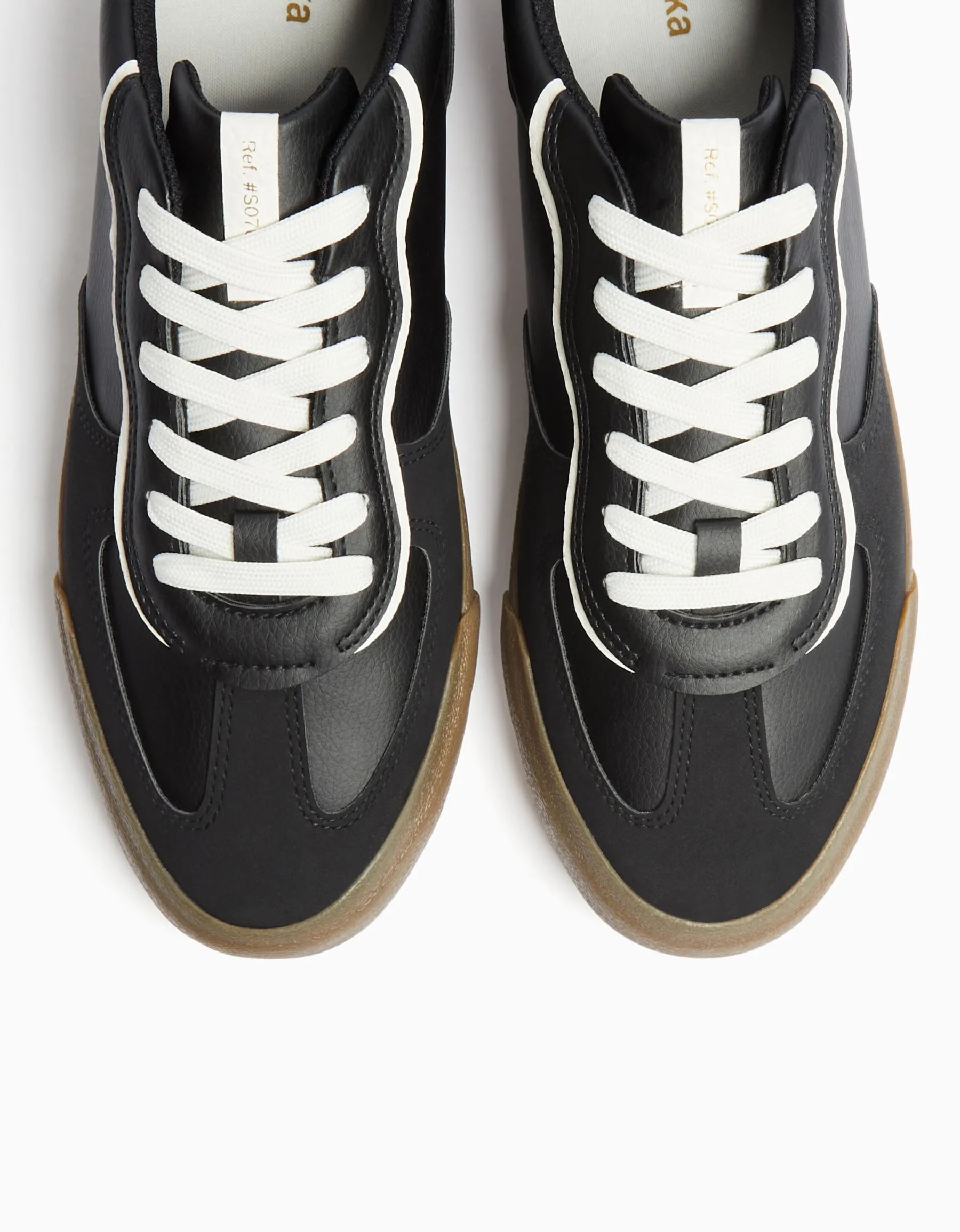BERSHKA Baskets style rétro Noir Clearance