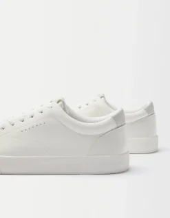 BERSHKA Baskets talon gravé homme Blanc Hot