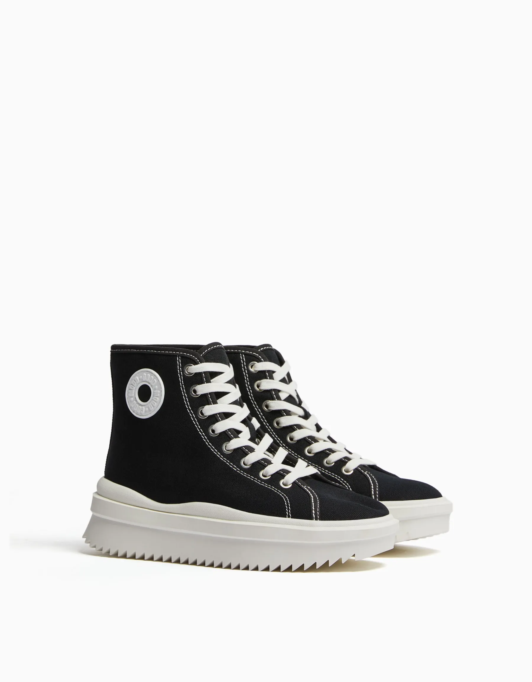 BERSHKA Baskets type bottines plateforme Noir Cheap