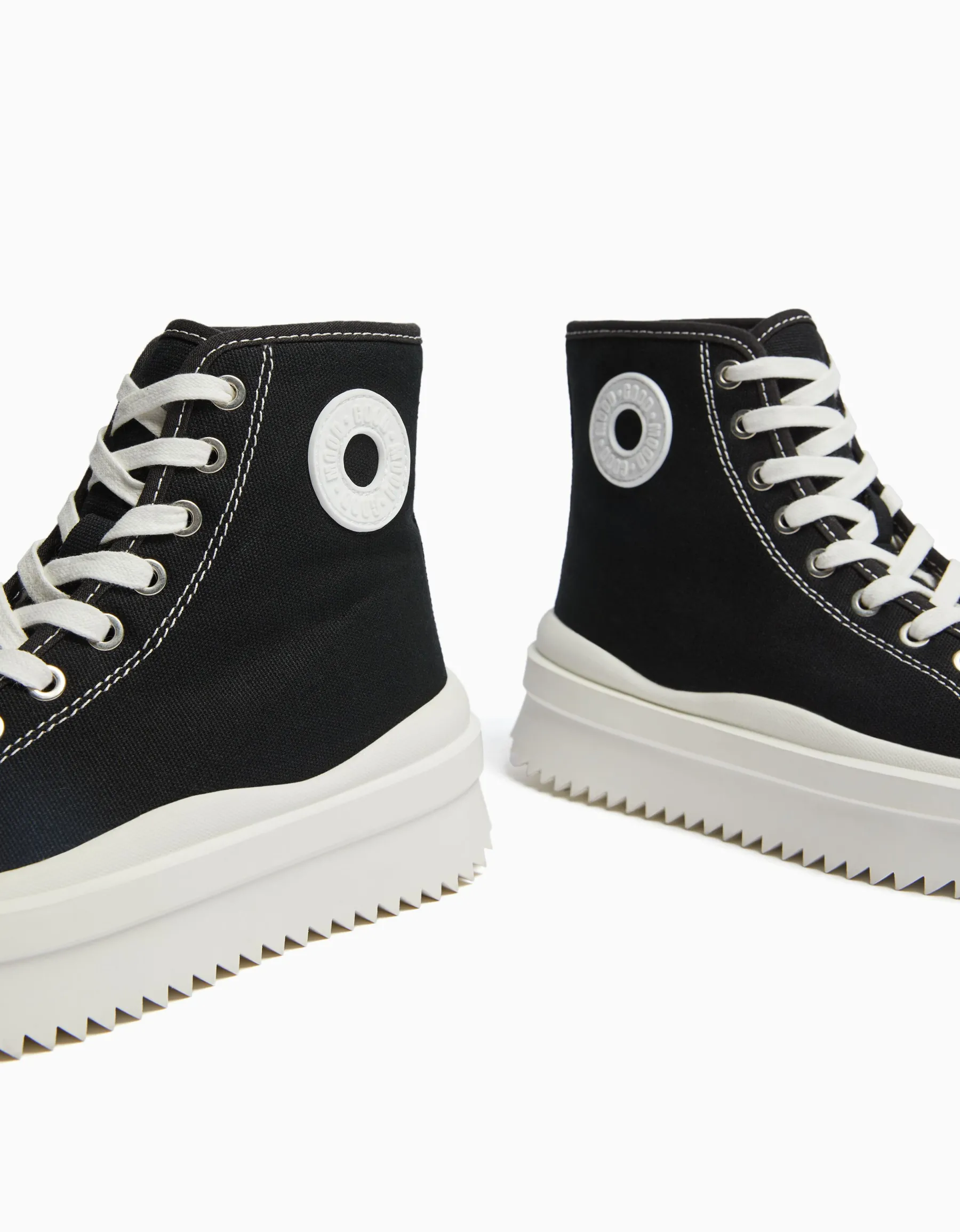 BERSHKA Baskets type bottines plateforme Noir Cheap