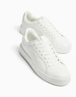BERSHKA Baskets unies homme. Blanc Outlet