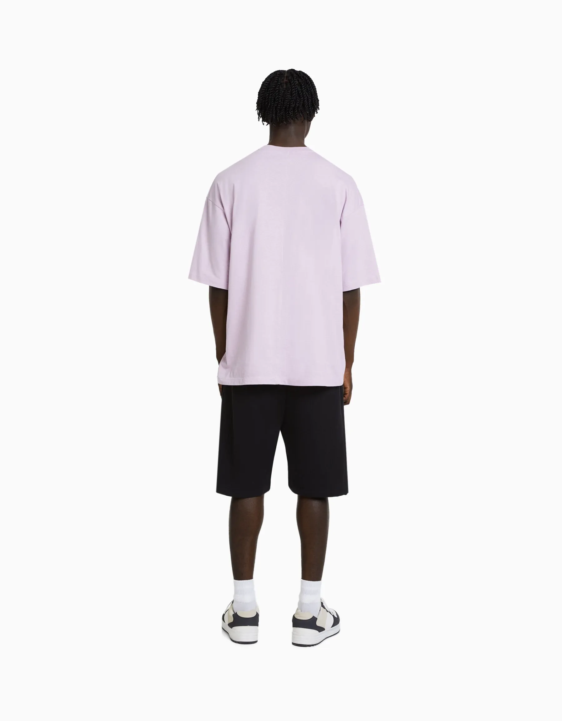 BERSHKA Bermuda basique molleton Blanc Hot