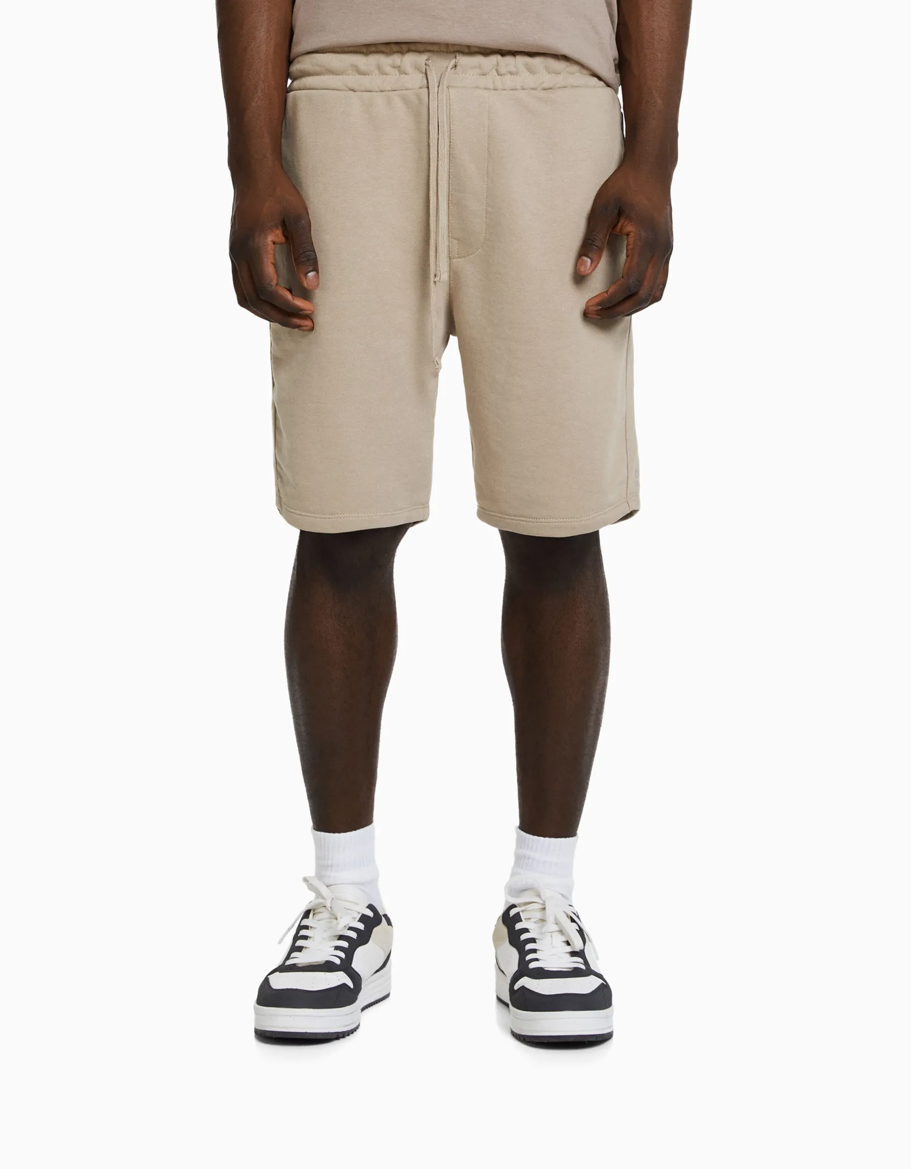 BERSHKA Bermuda basique molleton Blanc Cheap