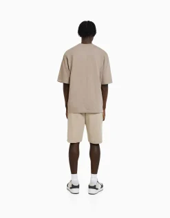 BERSHKA Bermuda basique molleton Blanc Cheap