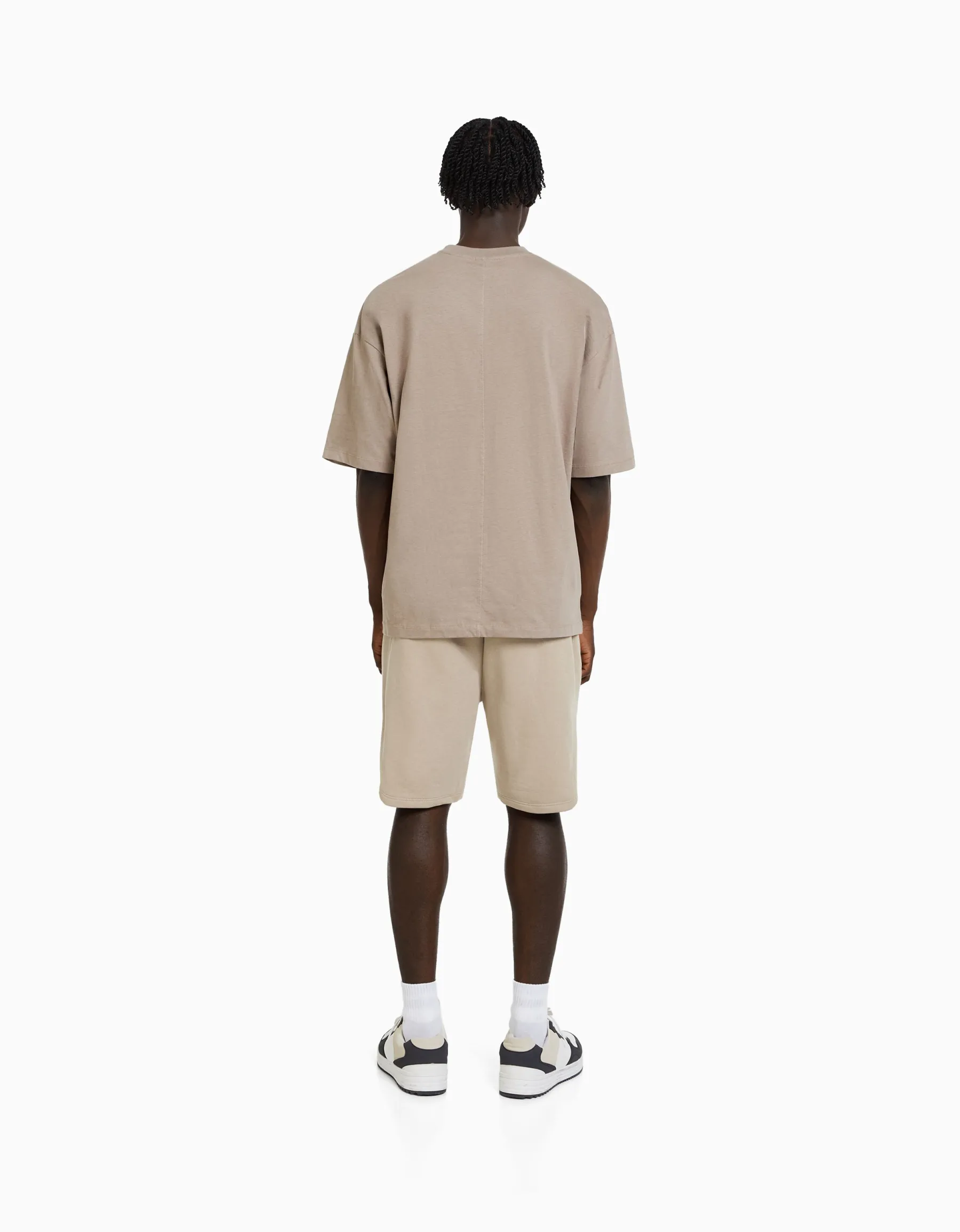 BERSHKA Bermuda basique molleton Blanc Cheap