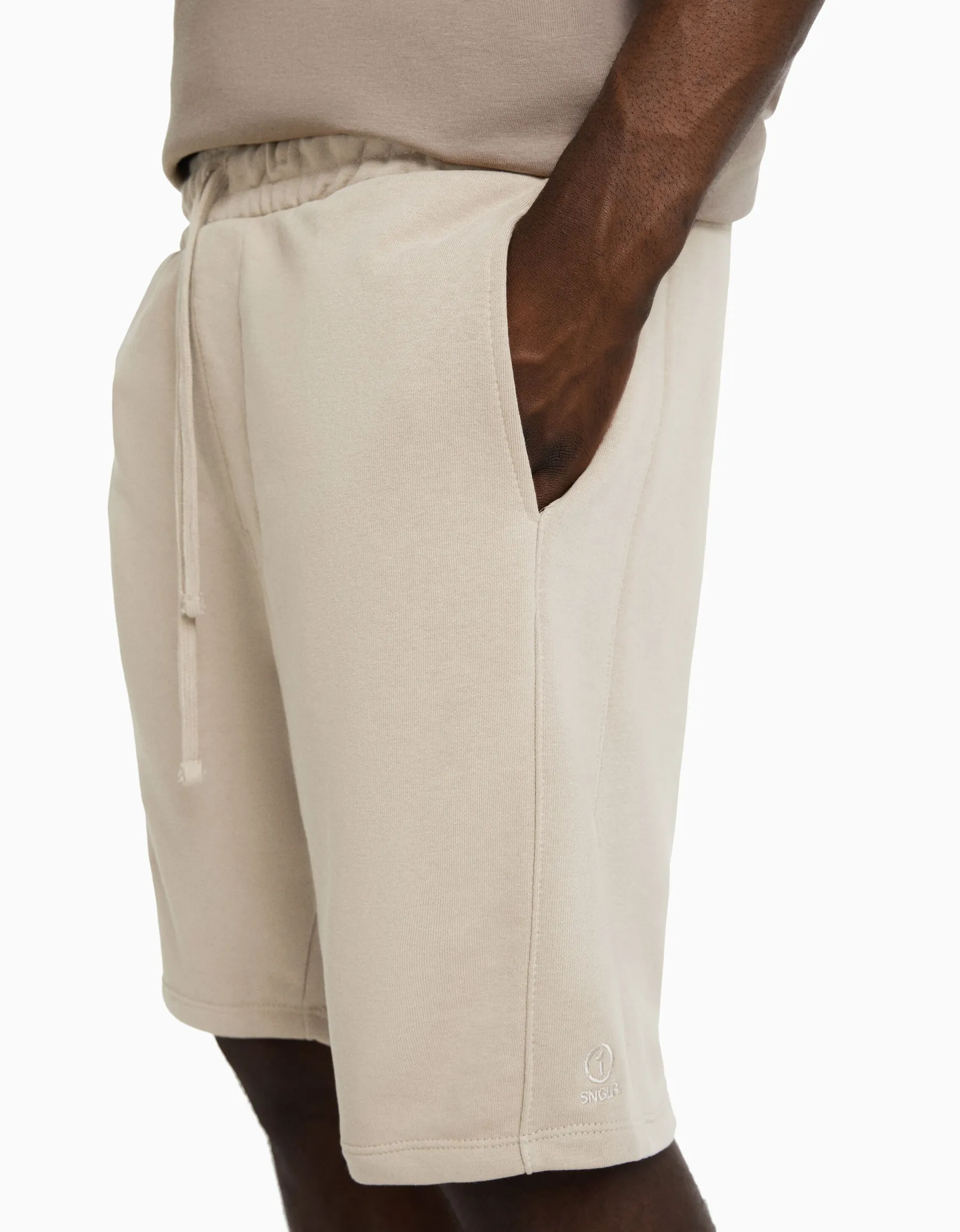 BERSHKA Bermuda basique molleton Blanc Cheap