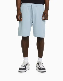 BERSHKA Bermuda basique molleton Blanc Outlet