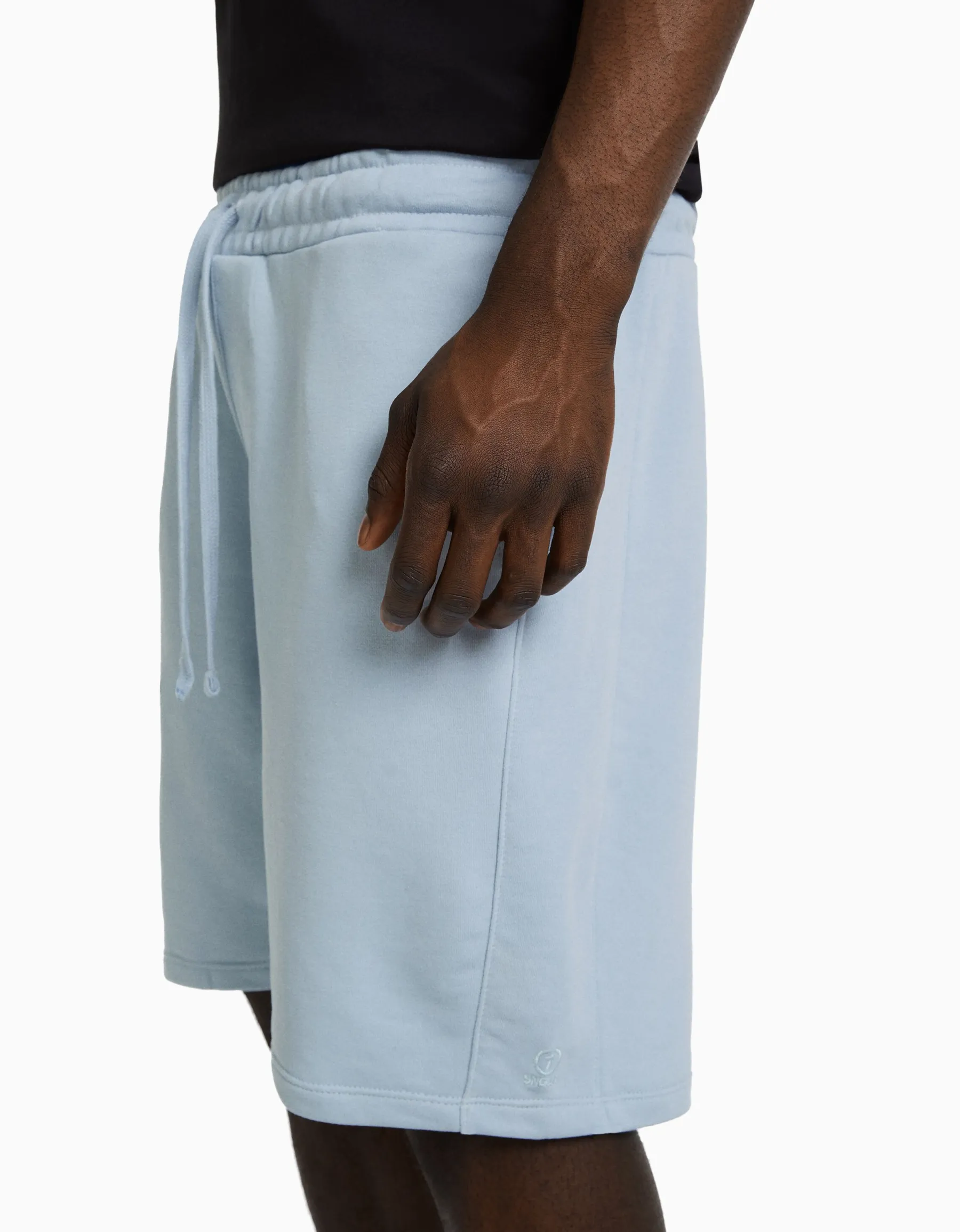 BERSHKA Bermuda basique molleton Blanc Outlet