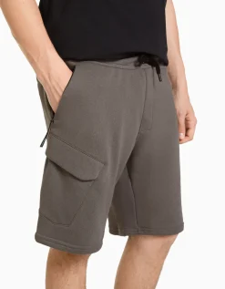 BERSHKA Bermuda cargo molleton Blanc Hot