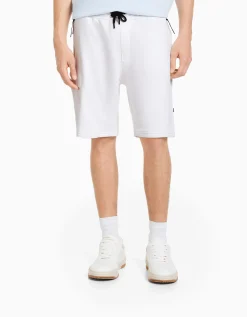 BERSHKA Bermuda cargo molleton Blanc Store