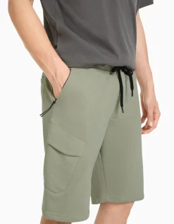 BERSHKA Bermuda cargo molleton Blanc Outlet