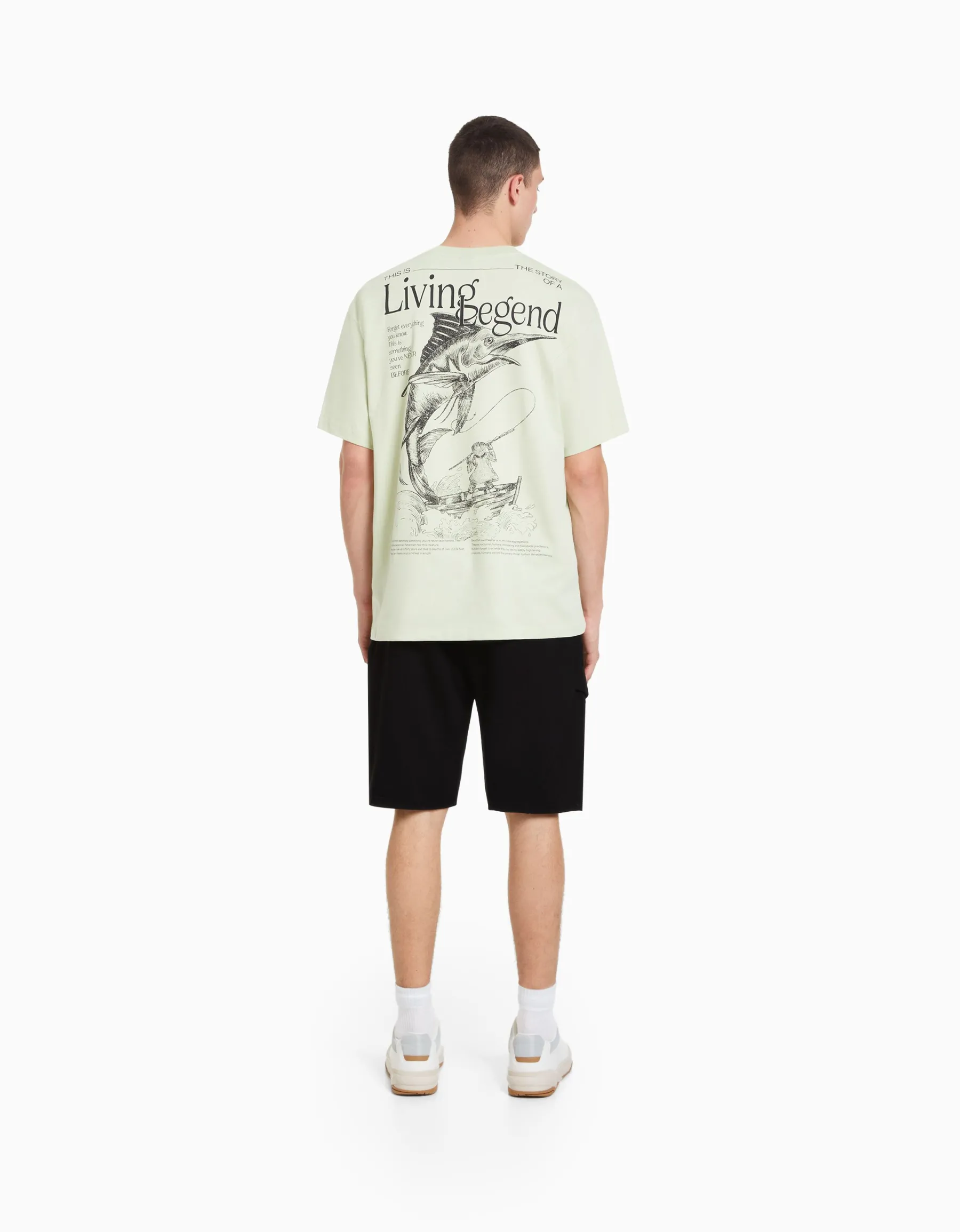 BERSHKA Bermuda cargo molleton Blanc Store