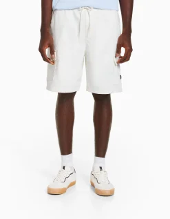BERSHKA Bermuda jogger cargo Noir Online