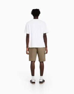 BERSHKA Bermuda jogger cargo Noir Fashion