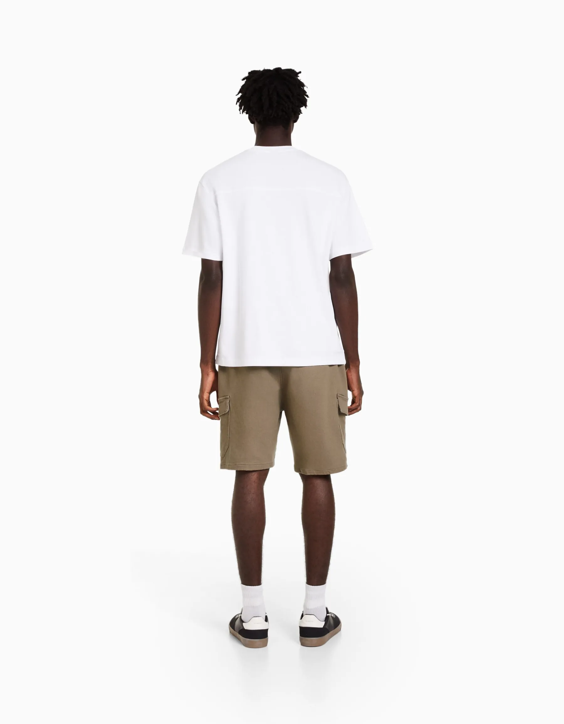 BERSHKA Bermuda jogger cargo Noir Fashion