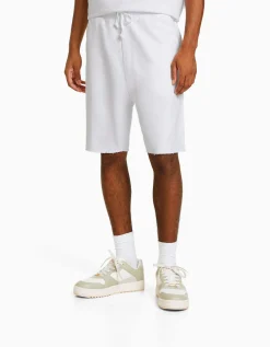 BERSHKA Bermuda molleton effet délavé Blanc New