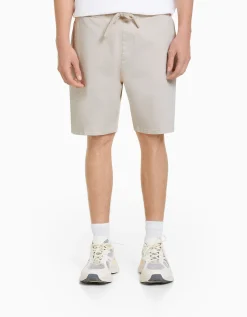 BERSHKA Bermuda style jogger Kaki Clearance