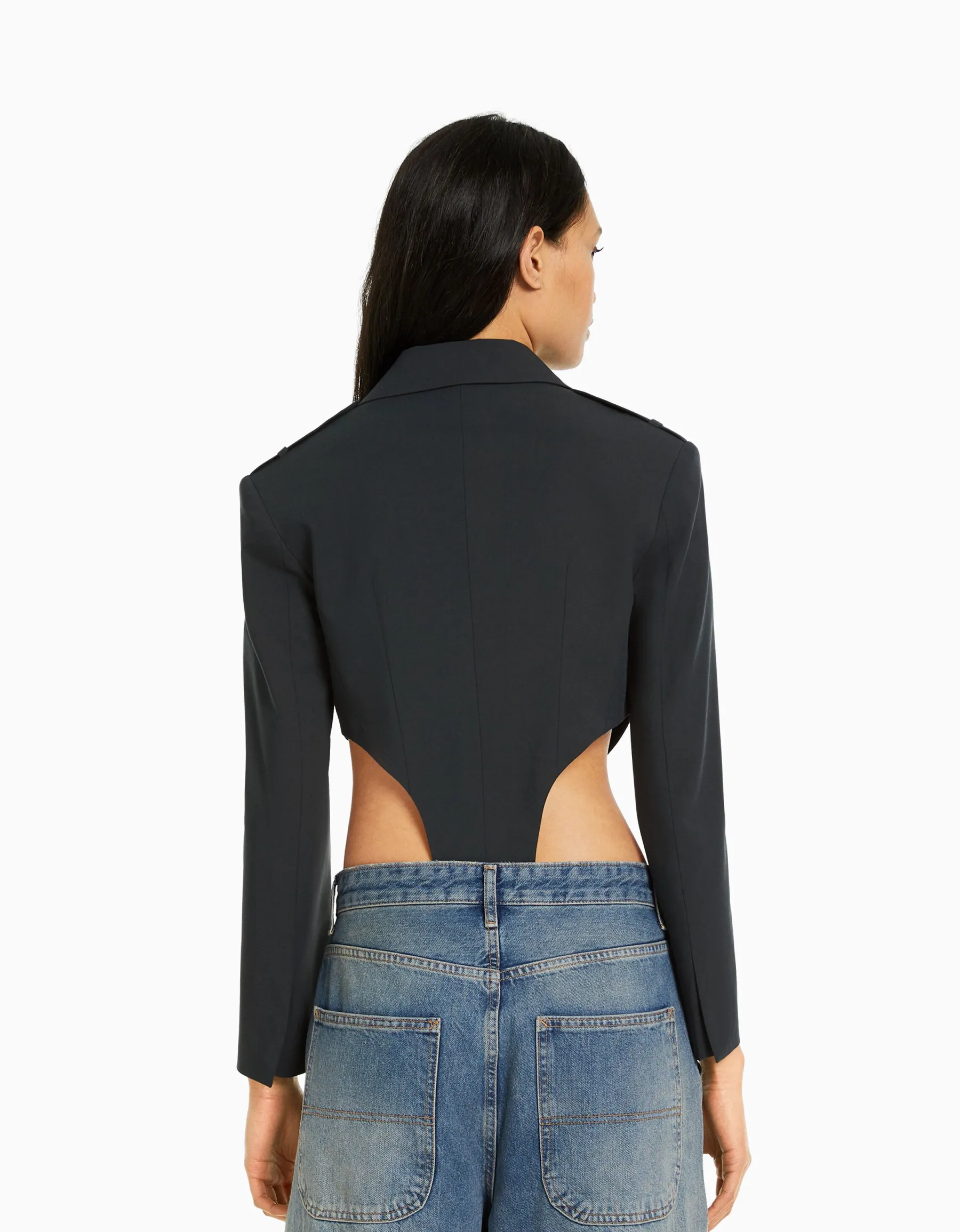 BERSHKA Blazer tailoring body Gris Outlet